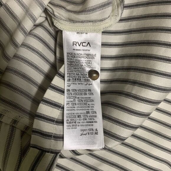 RVCA‎ Sunday Collection Striped Button Up White Shirt Womens Size Medium NWT Top - Picture 8 of 11